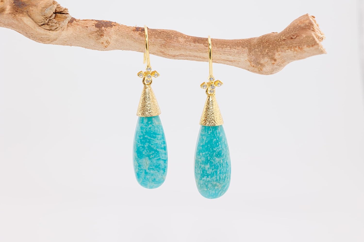 Amazonite Earrings for Women in Large Dangle Drop Shape - 18K Gold Vermeil, Certified 925 Sterling Silver Earring - Hypoallergenic Gold Jewelry for Women, Mothers Day Gifts