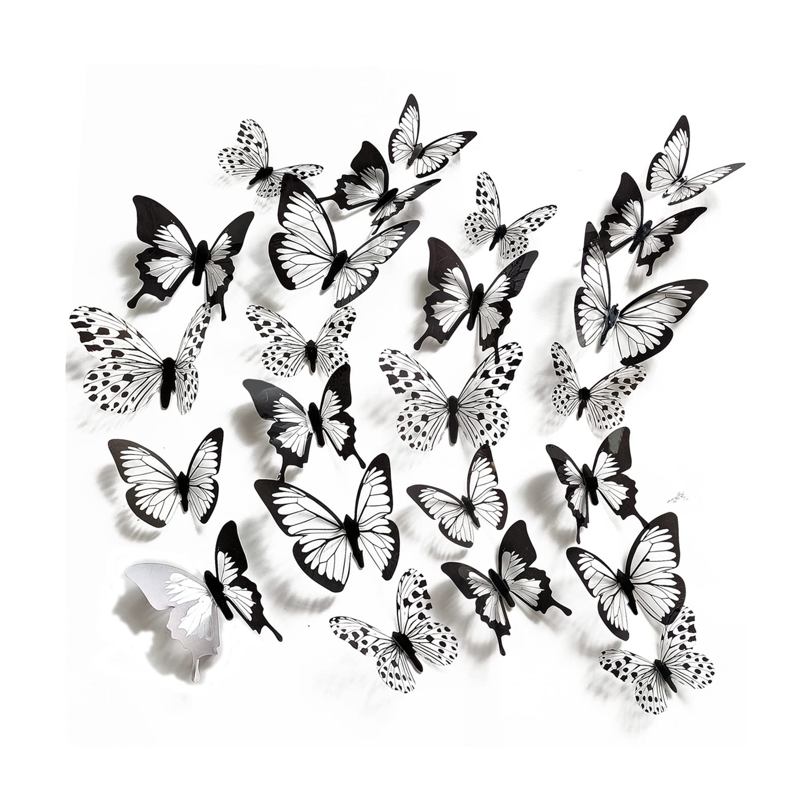 LELEO 24 Pcs Butterfly Wall Stickers Novelty Wall Decals Decorative 3D Butterfly Wall Decoration for Room Bedroom Party Wedding