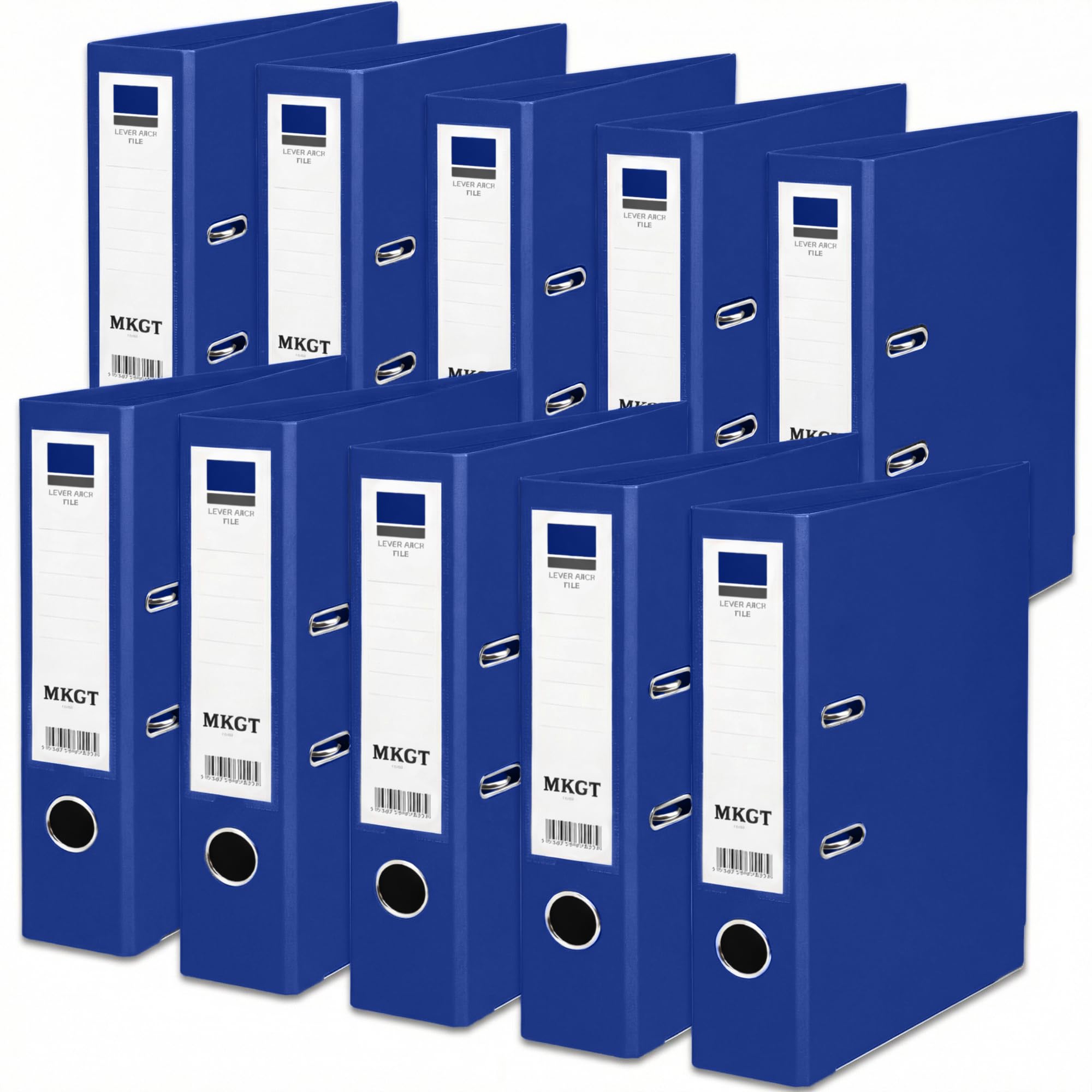 10x A4 Blue Lever Arch Files Durable Folders with Metal Binder Bar Ring | Perfect for Office, Home & Classroom Use (Pack of 10 Blue)