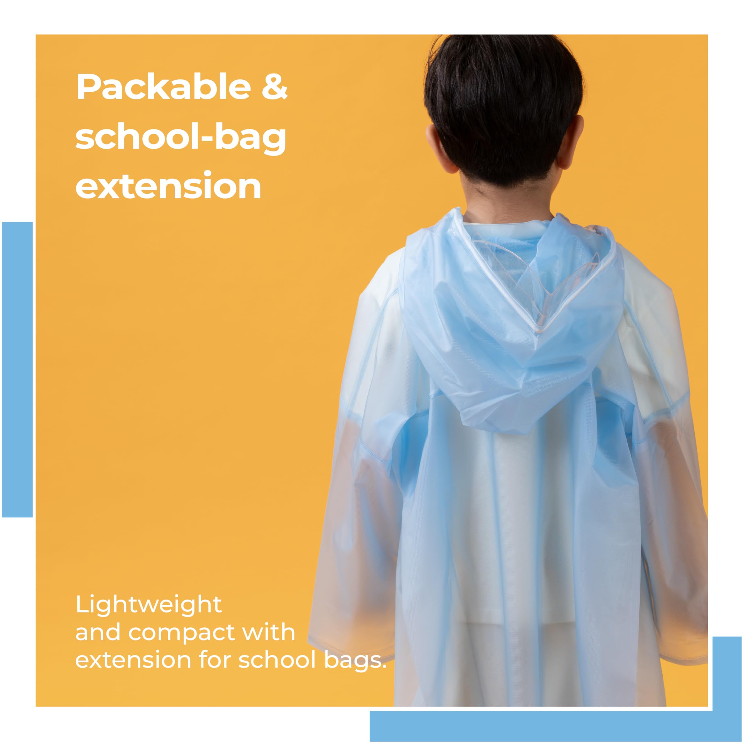 Lifelong Drench Dew Kids Raincoat for Boys & Girls (10-11 Years) | Waterproof Single-Layer PVC Long coat with Adjustable Hood | Lightweight Polyester | Unisex Standard Length Rain Jacket (Sky Blue) 2