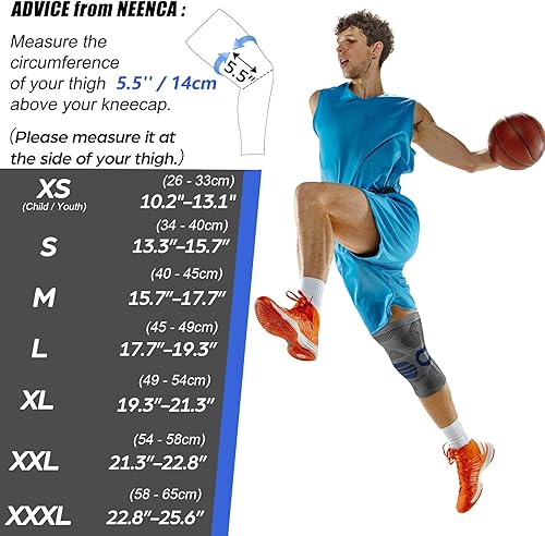 Miniatura 5 de NEENCA - Rodillera profesional de compresión, tecnología de punto horizontal, grado médico, para desgarro de menisco, ligamento anterior cruzado,