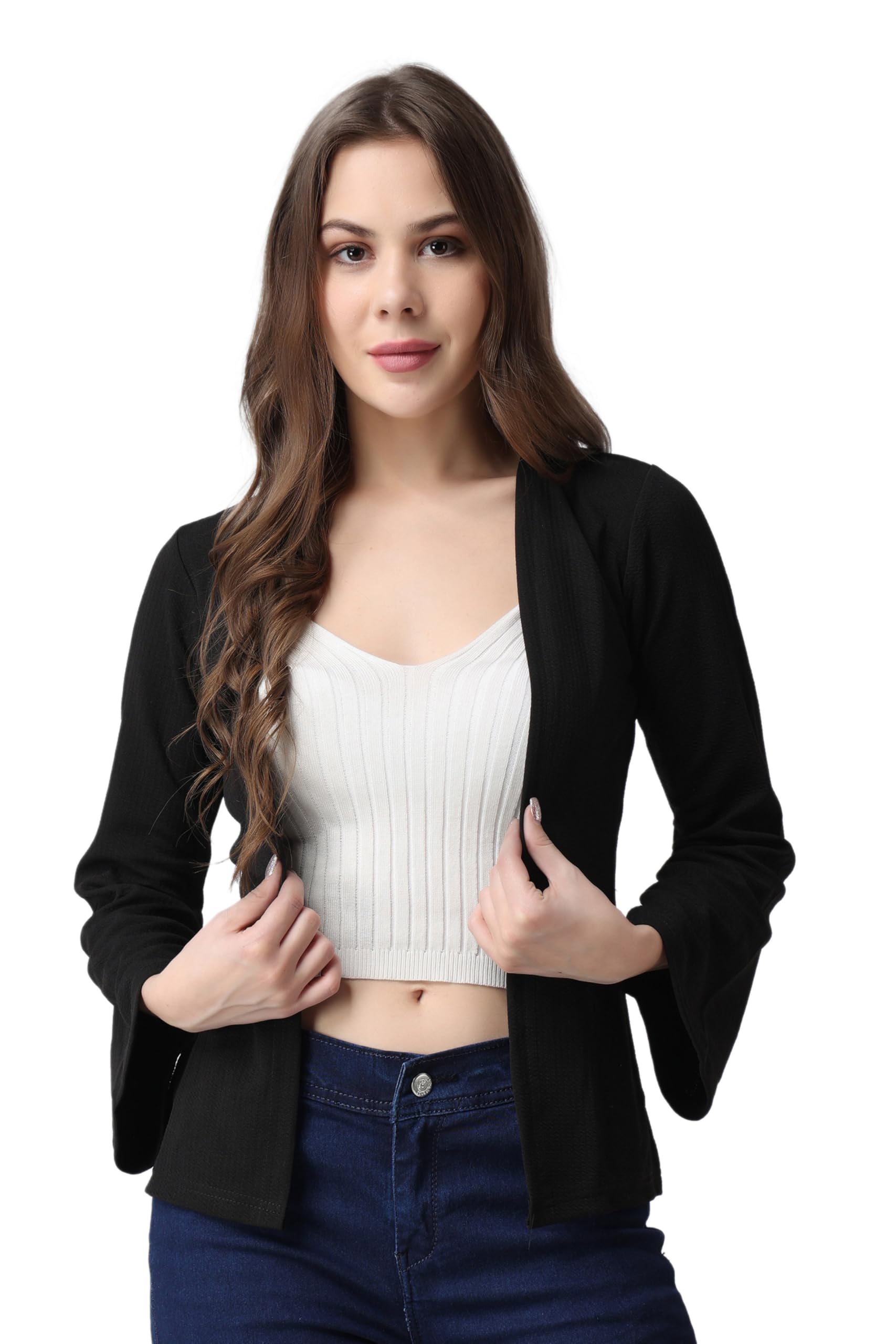 popwings Solid Regular Fit Women Shrug-picture-33