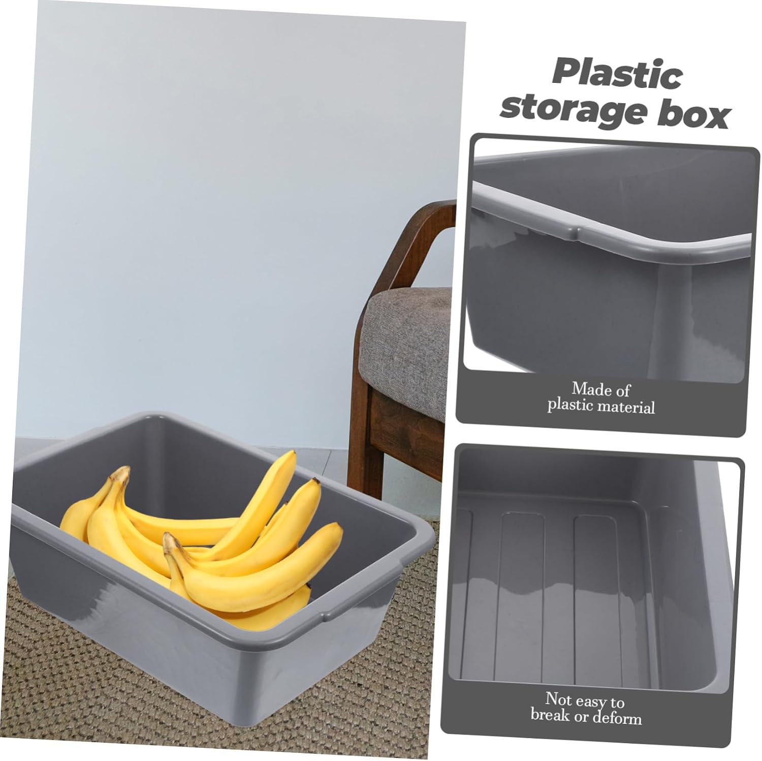 PRETYZOOM Commercial Plastic Utility Tote Bus Tub for Restaurant Rectangular Dish Washing Basin with Handles Multi-Purpose Storage for Dishes Toys and More