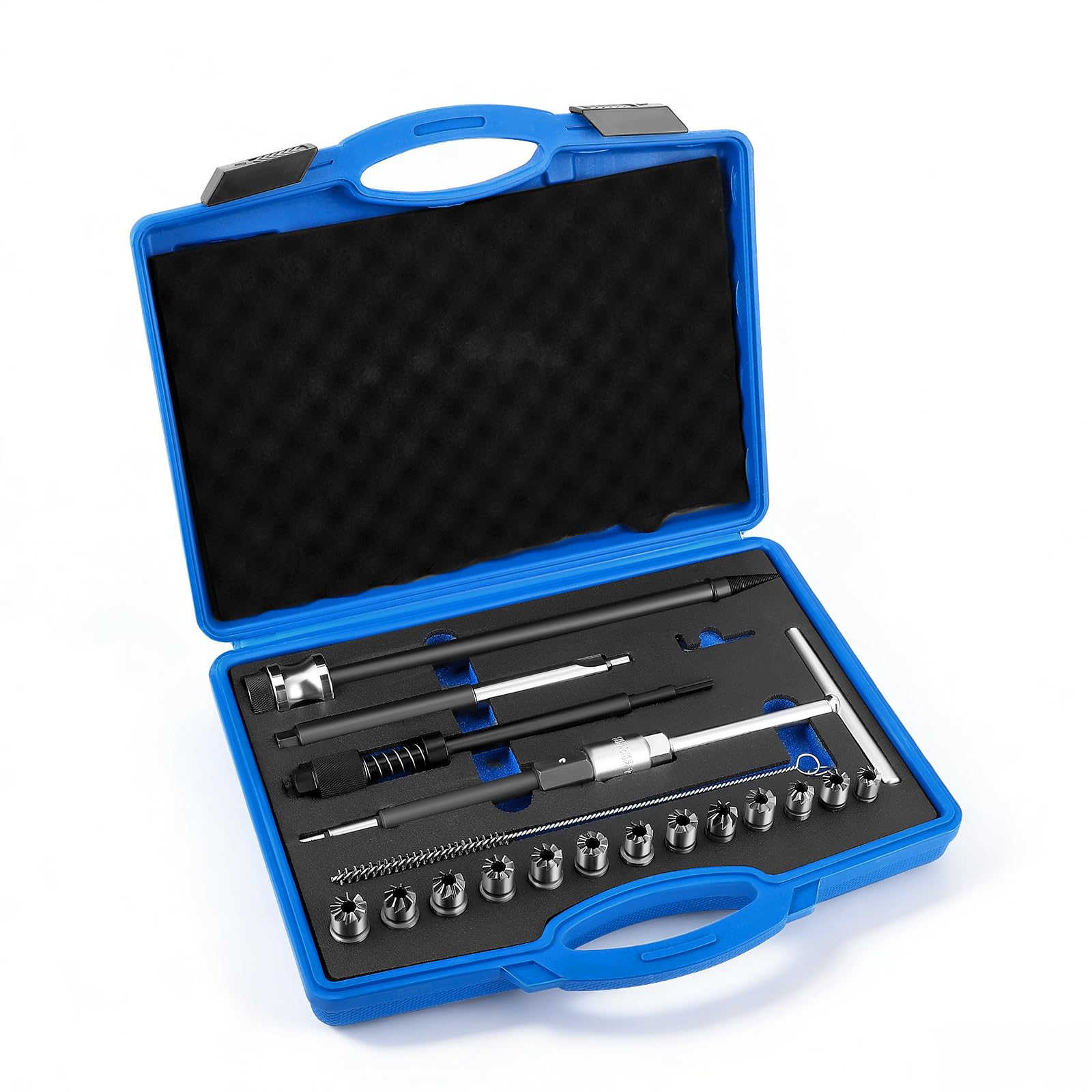 Set da 21 Frese per Sedi di Iniettori Diesel, Kit di Pulizia per Sedi di Iniettori, Strumento per Rimozione del Carbonio, Alesatore per Condotti e Candele