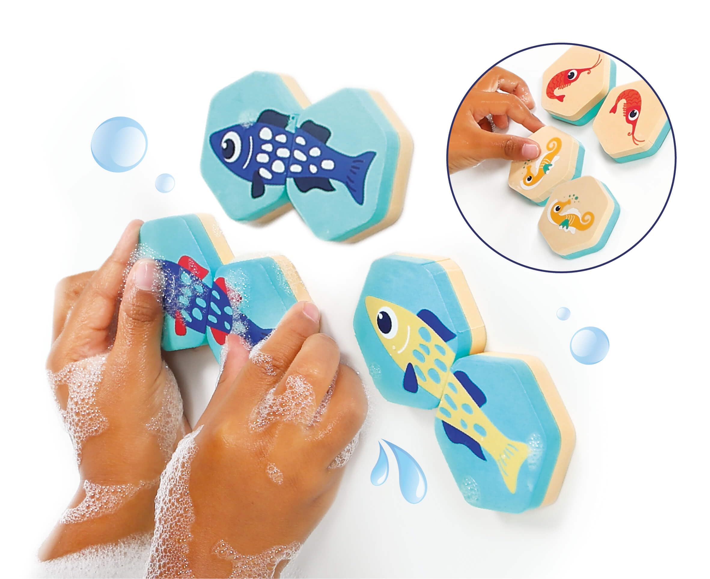 Ludi - Memory kąpielowe - 2 w 1 - Zestaw do składania par zwierząt i puzzli - Od 18 miesięcy - 24 sztuki z wodoodpornej pianki - słoik do przechowywania w zestawie - motyw morski