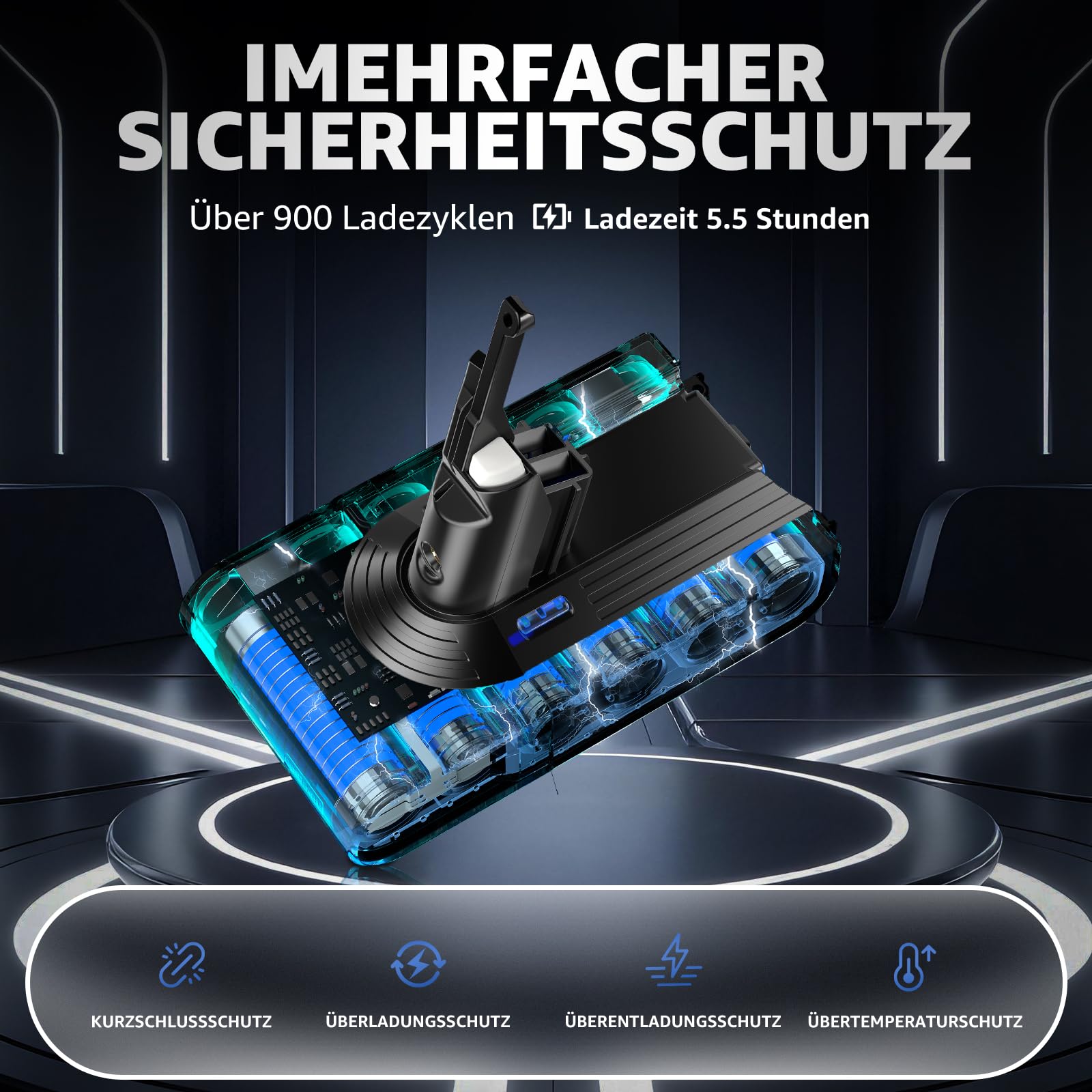 EGR Upgraded V8 Akku für Dyson V8 Absolute/Animal/Motorhead/Fluffy SV10 Carbon Fiber Staubsauger Ersatzakku Inklusive 5 Filter und 2 Schrauben