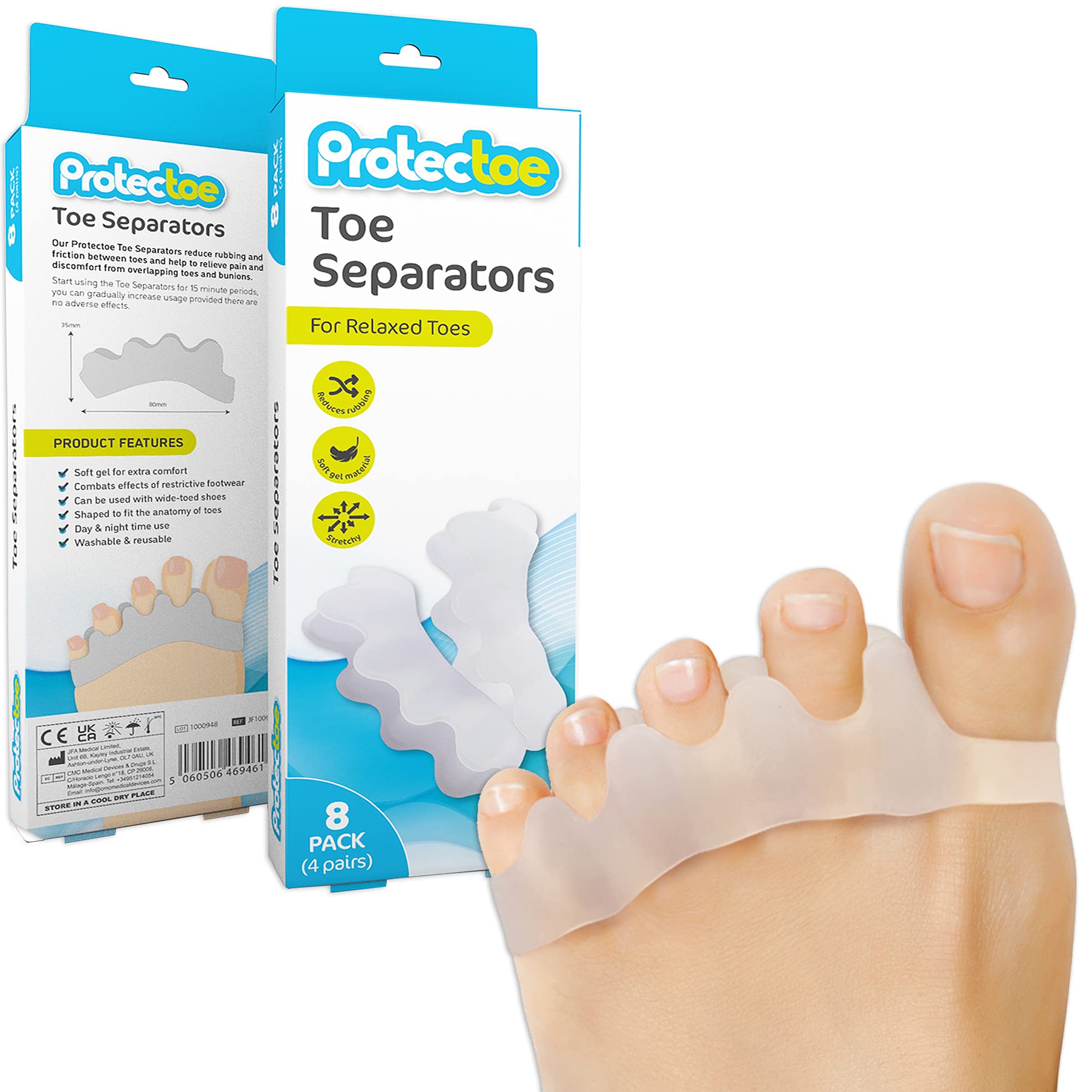 Buy Box of 8 Pcs Protectoe Gel Toe Separators for Overlapping Toes,Toe