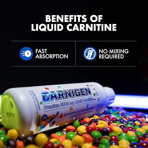 Miniatura 5 de Evogen Carnigen Premium L Carnitine Liquid  Suplemento L Carnitina 3000  Suplemento de carnitina L para el metabolismo y recuperación de la grasa