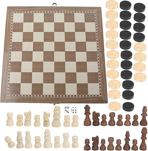 Miniatura 6 de Pwshymi Foldable Chess Checkers Set with Unique Design for Logical Thinking Training, Easy to Carry and Store