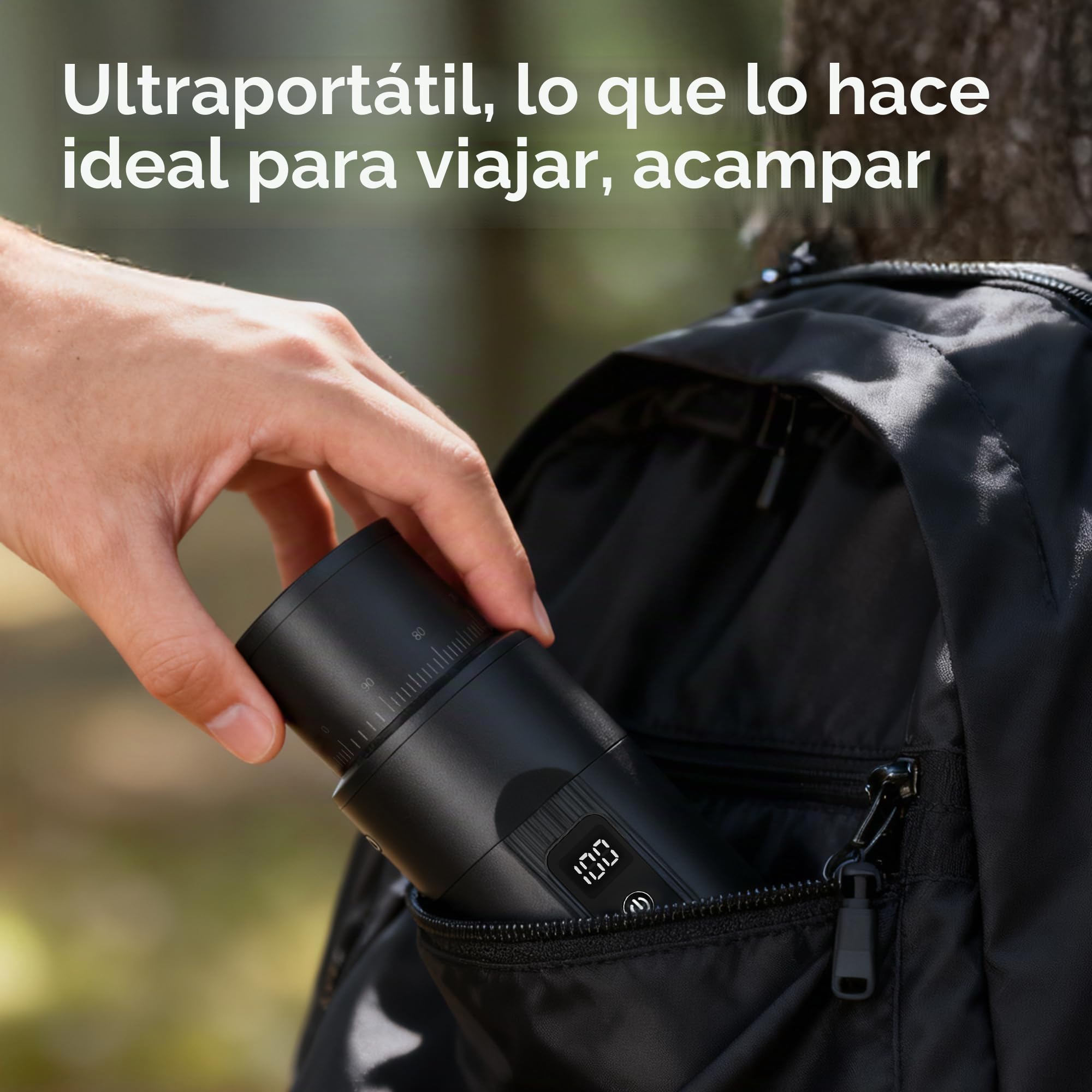 HIBREW G5mini Molinillo de Café Portátil Inalámbrico, Batería 5200 mAh | Carga Tipo‑C, 100 Niveles de Molido, Cónicos de Acero Inoxidable 38 mm, Molinillo Eléctrico para Hogar y Viajes