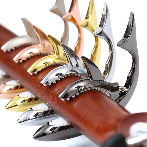 Miniatura 6 de Cejilla de guitarra de tiburón Pretty Cool Capo para guitarra eléctrica acústica clásica, ukelele de aleación de zinc, cejilla de resorte (plateado)