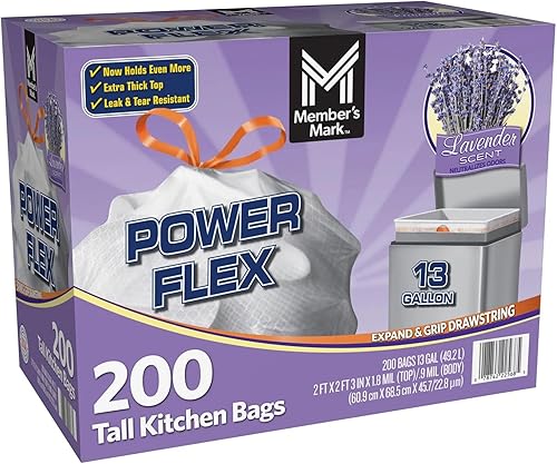 Miniatura 2 de Member's Mark Power Flex Tall Kitchen Drawstring Trash Bags (13 Gallon, 2 Rolls of 100 ct., 200 count total)