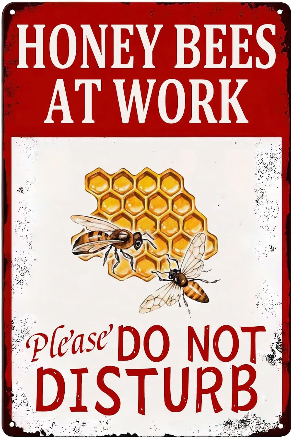 SMAZDFXX Beekeeper Warning Metal Sign Wall Plaque Honey Bees At Work Please DoDisturb Retro Tin Signs for Home Garden Yard Bar Pub Outdoor Man Cave Decor 5.5"x8"