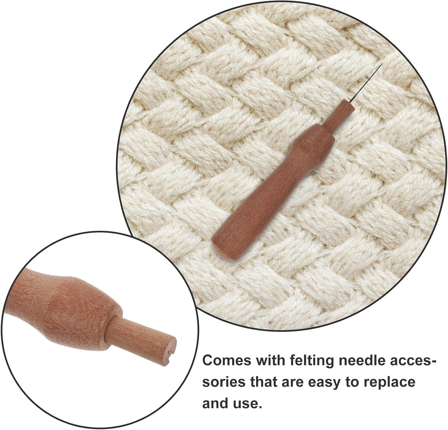BCOATH 5 Pcs Needle Felting Tools Kit with Wooden Handle, Portable Design and Easy to Maintain Felting Needles for Beginners, for Crafting and DIY Wool Felt Projects