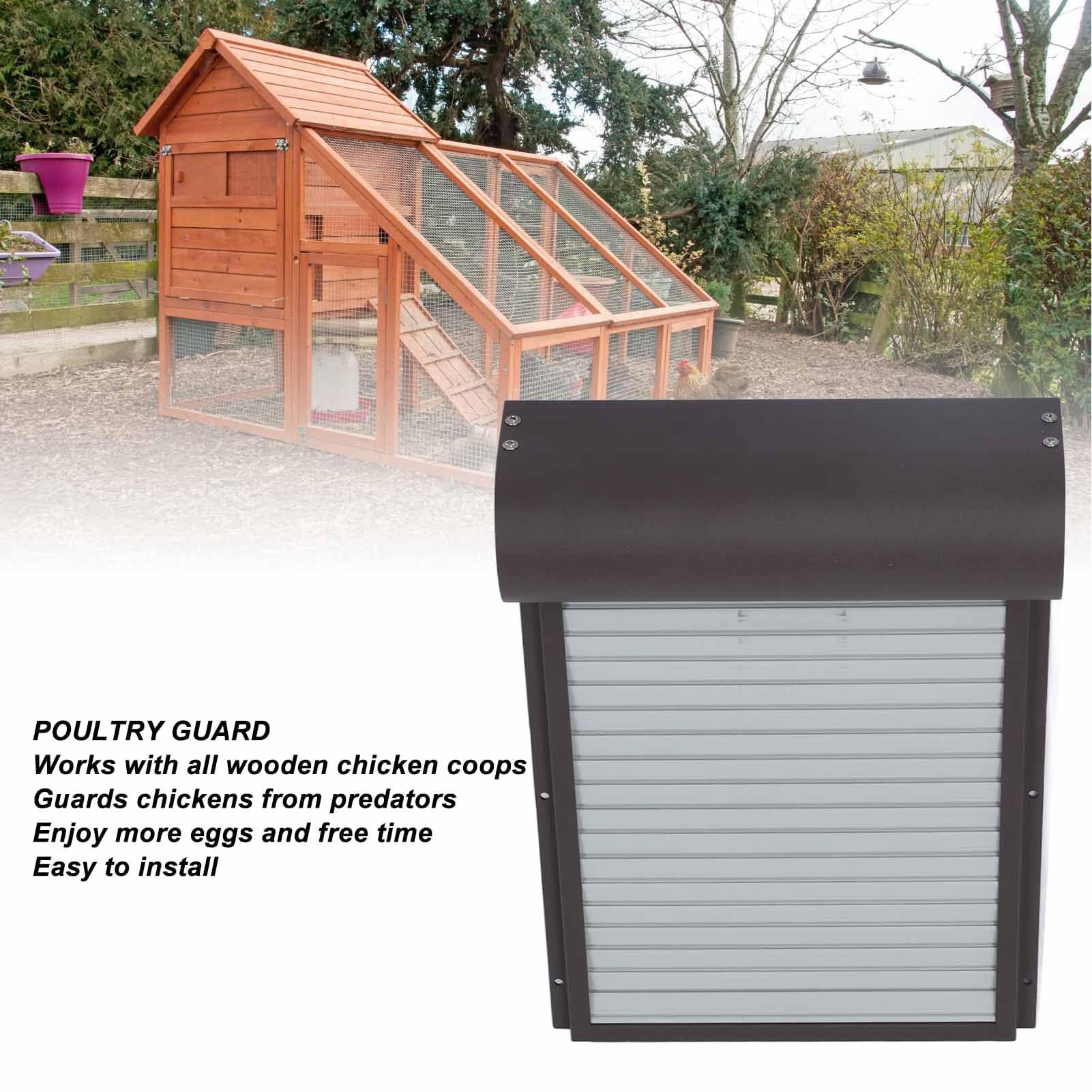 Solapa Automática para Pollos, Gallinero con Funcionamiento, Gallinero Eléctrico, Resistente Al Invierno, Puerta para Pollos con Energía Solar, Pantalla LCD con Temporizador para