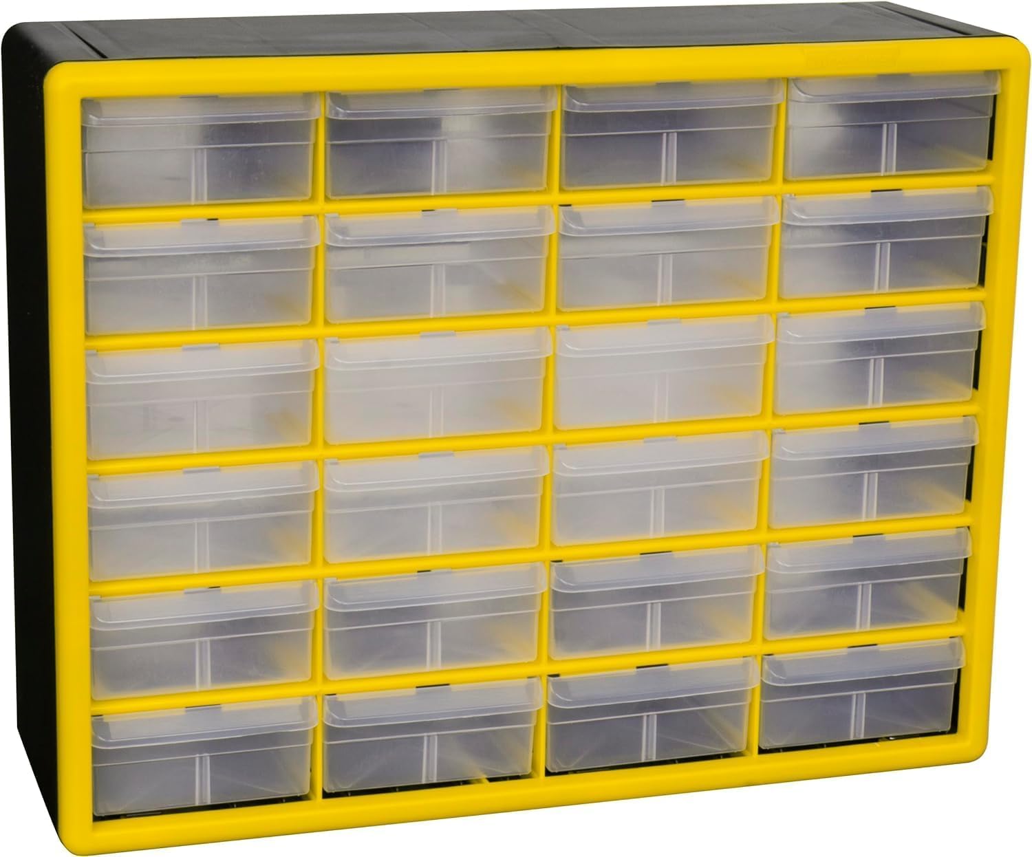 Akro-Mils 10124 24-Drawer Plastic Drawer Storage Cabinet for Garage Organization, Lego Storage, Teacher Toolbox, Makeup Organizer, and More, 50.8 cm W x 15.24 cm D x 40.64 cm H, Yellow