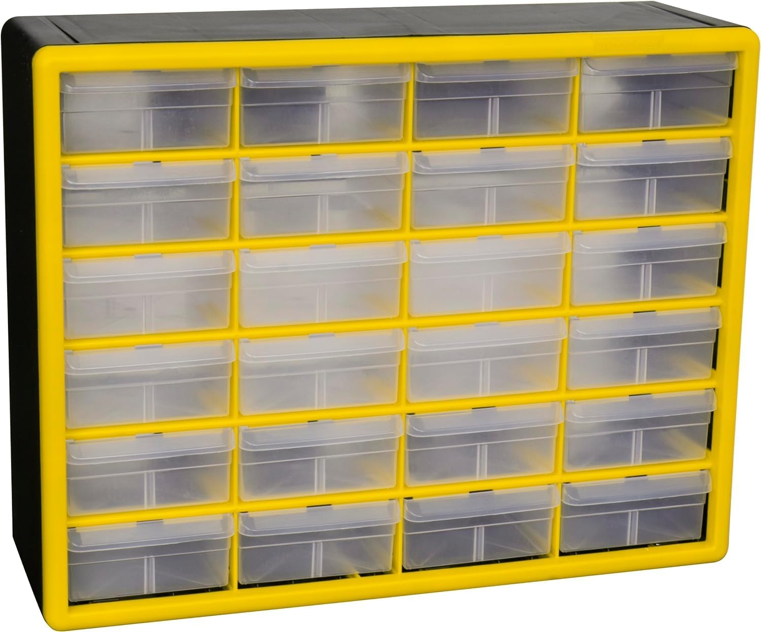 Akro-Mils10124 24-Drawer Plastic Drawer Storage Cabinet for Garage Organization, Lego Storage, Teacher Toolbox, Makeup Organizer, and More, 50.8 cm W x 15.24 cm D x 40.64 cm H, Yellow