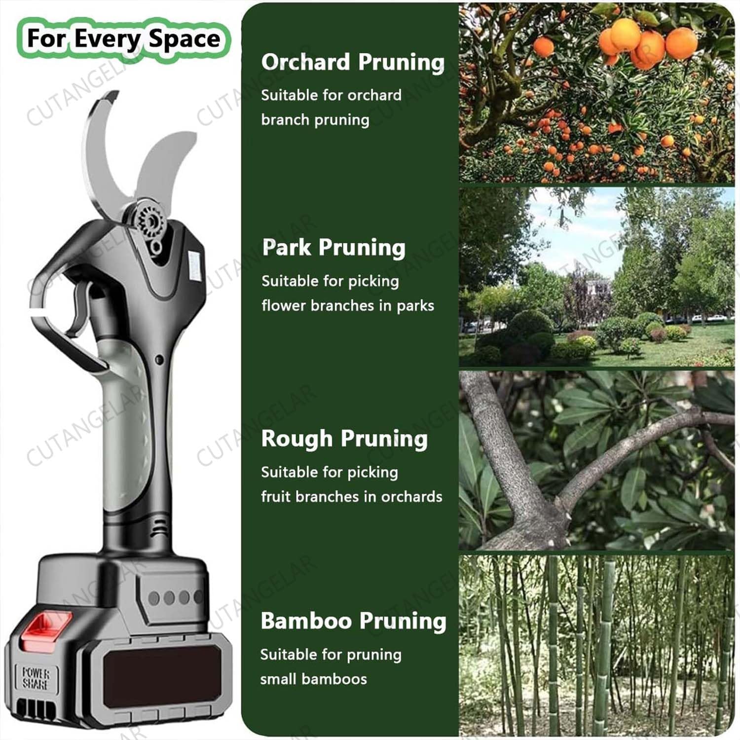 Upgraded Electric Pruning Shears,Heavy Duty Electric Pruner 3 Inch Cutting Diameter with Telescoping Pole 4.2-7.1ft Brushless Motor Power Shears for Garden Tree Pruner Branch(With out pole)