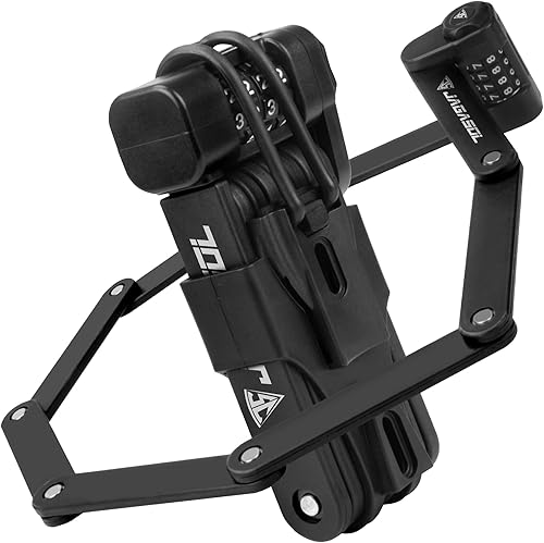 Cerradura plegable antirrobo para bicicleta, cerradura de cadena plegable de combinación para bicicleta, scooter y motocicleta, 0.8 pulgadas de