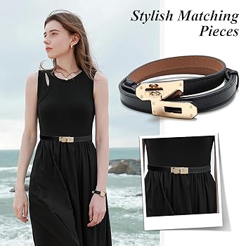 2 Cinture Sottili Donna In Pelle PU - Regolabili Con Fibbia A Torsione Per Jeans E Vestiti - Foto 4