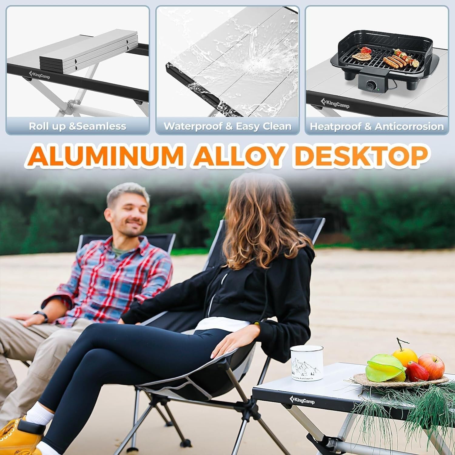 ポータブル折りたたみキャンプシンクテーブル蛇口付き、ホワイト