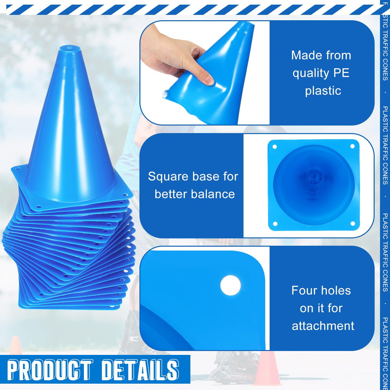 Syhood Confezione da 30 coni in plastica da 17,8 cm, per allenamento sportivo e agilità, mini coni per calcio, pattinaggio, calcio, basket, giochi al chiuso e all'aperto, attrezzature sportive
