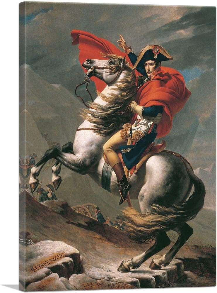 ARTCANVAS Napoleon Crossing the Alps Canvas Art Print Stretched Framed Painting Picture Poster Giclee Wall Decor by Jacques Louis David - 40" x 26" (0.75" Deep)