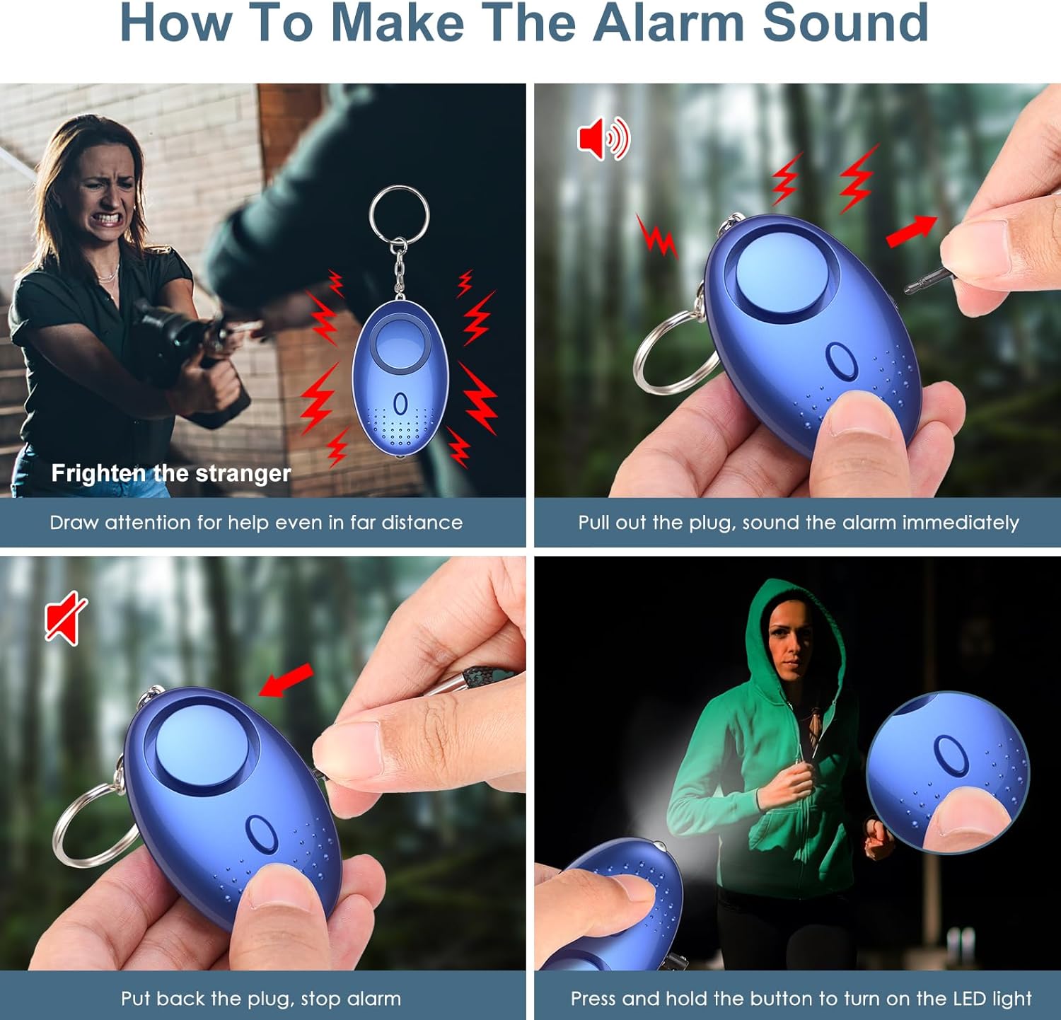 Safety Keychain Set for Women with Personal Alarm, Pom Pom, Card Wallet, Bottle Opener, Bracelet Wristlet Keyring - Image 2