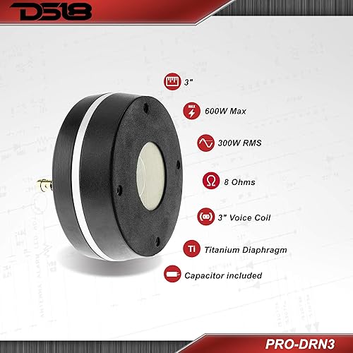 Miniatura 2 de DS18 PRO-DRN3 - Controlador de compresión de neodimio de 3 pulgadas, 600 W máximo, 300 W RMS, 8 ohmios, bobina de voz de 3 pulgadas, diafragma de