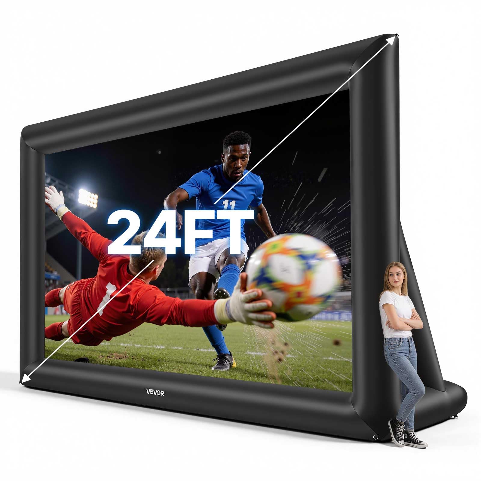 Photo 1 of VEVOR Inflatable Movie Screen, 24 ft Outdoor Inflatable Projection Screen with Portable Storage Bag, Front/Rear Projection, Easy Set Up, Blow Up Screen for Outdoor Backyard Movie Night, Theme Parties