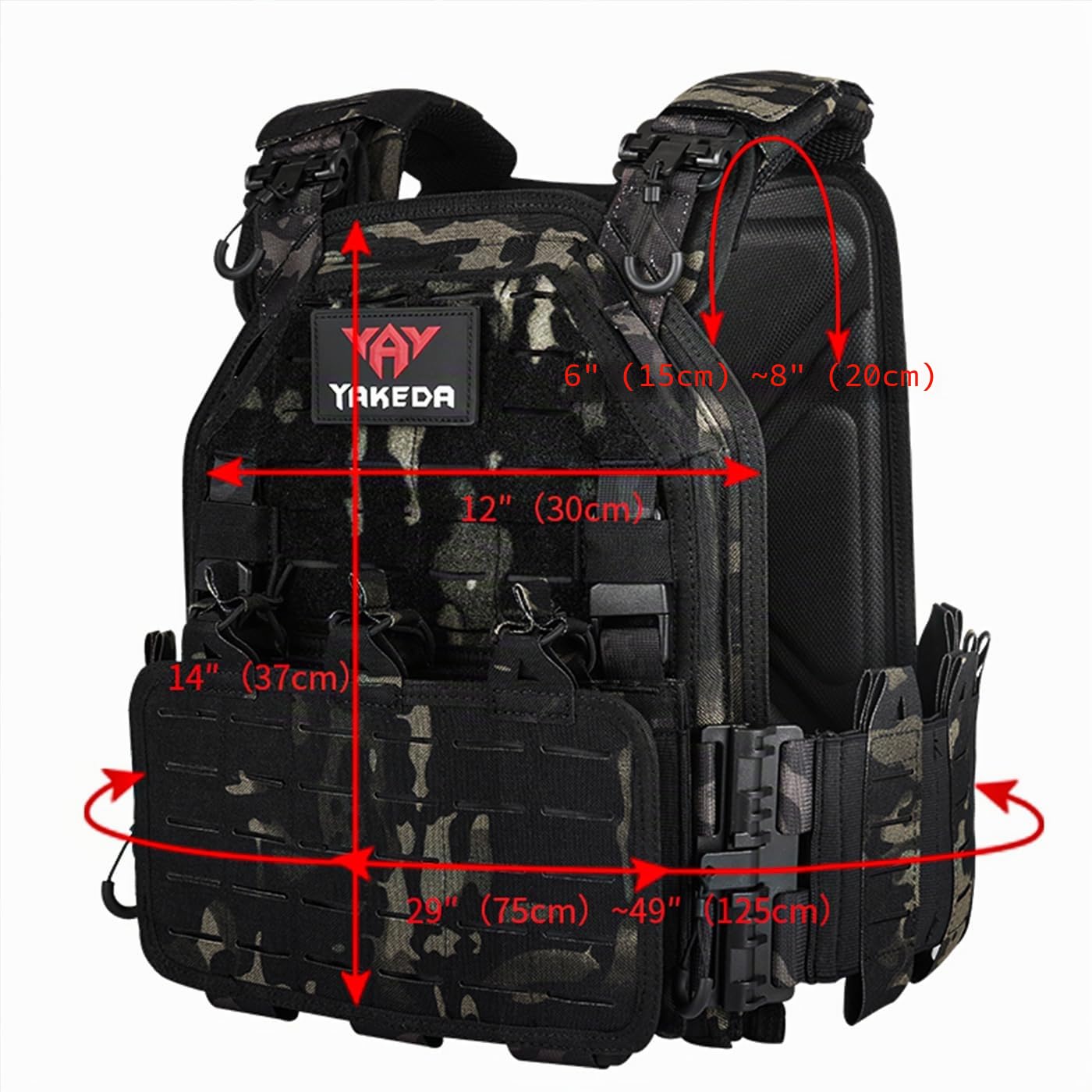 YAKEDA Tactical Outdoor Vest for Men /1000D Nylon Quick Release Laser-Cutting Modular Lightweight Vest