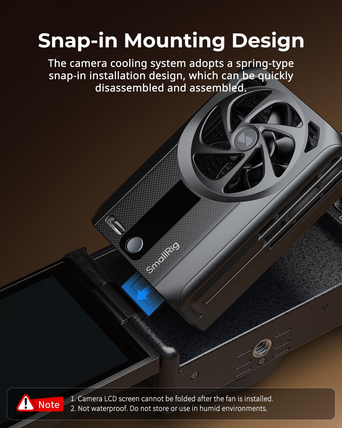 SMALLRIG Kühlventilator mit integriertem Akku, externes Kamerakühlsystem, Einrastdesign für Sony A7 IV/A7S III/A7C II/A6700/ZV-E10/ZV-E10 II/FX3/FX30, für Canon R5/R5 Mark II/R6 Mark III - 5329