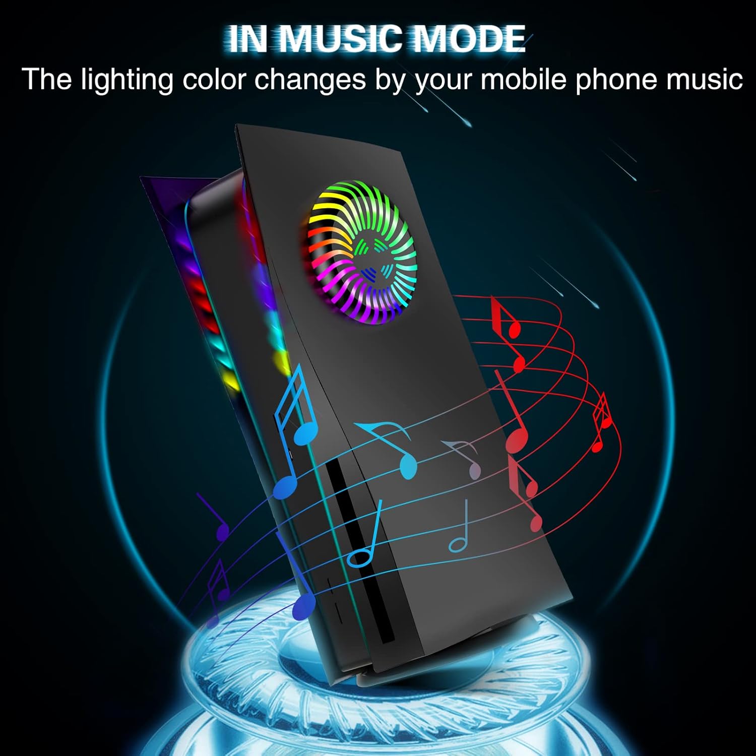 Face Plates for PS5 Console with RGB LED Light Strip, Replacement Shell Cove for PS5 Disk with Fan Vents, 3 Control Modes, 8 Colors, 400+ Lights Effects, Music Sync, ABS Hard Shockproof Anti-Scratch