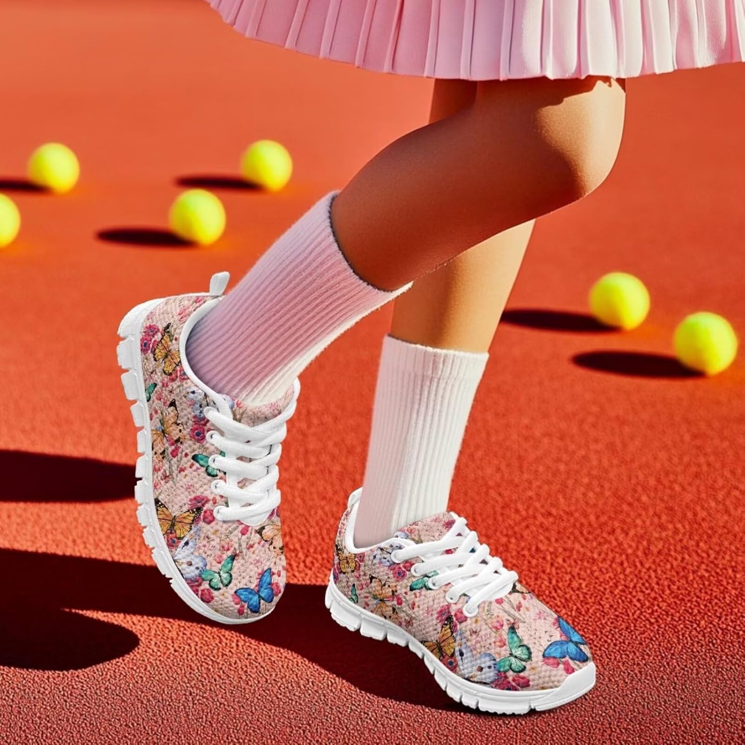 Funnydude Cool Print Girls Running Shoes Comfortable Breathable Shoes Lightweight Sneakers for School
