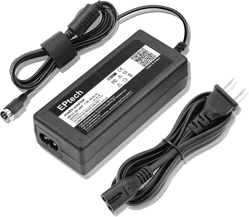 AC/DC 4-Pin Adapter for Wacom Cintiq 24 24HD Touch 24" Graphics Interactive Pen Display Tablet DTH-2400 DTK-2400 DTH2400 DTK2400 POWA116 POW-A116 Power Supply Cord Cable PS Charger
