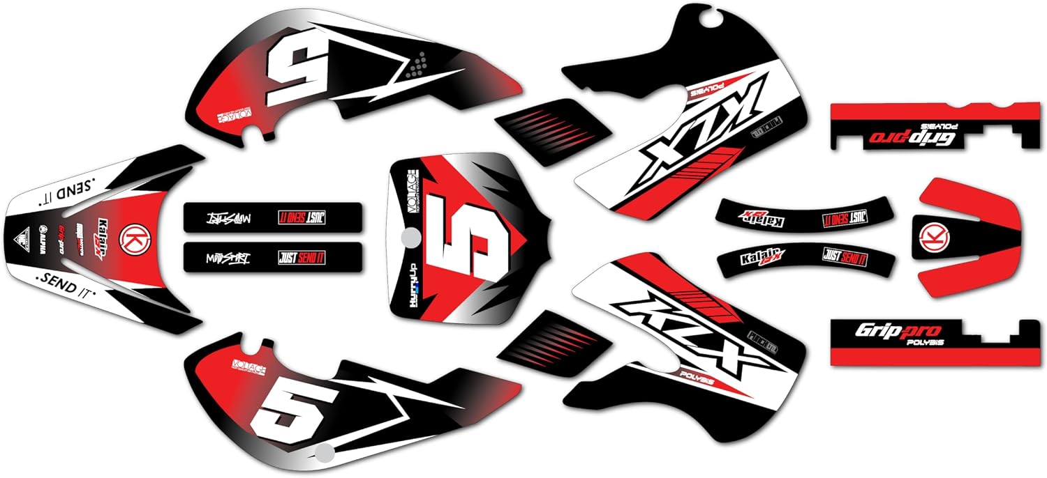 Graphics Kit for Kawasaki KLX 110 (2002-2009) Turbo Series Green 9 Mil-Dirt bike Custom Racing Graphics Decals Stickers Kit, no-plastics