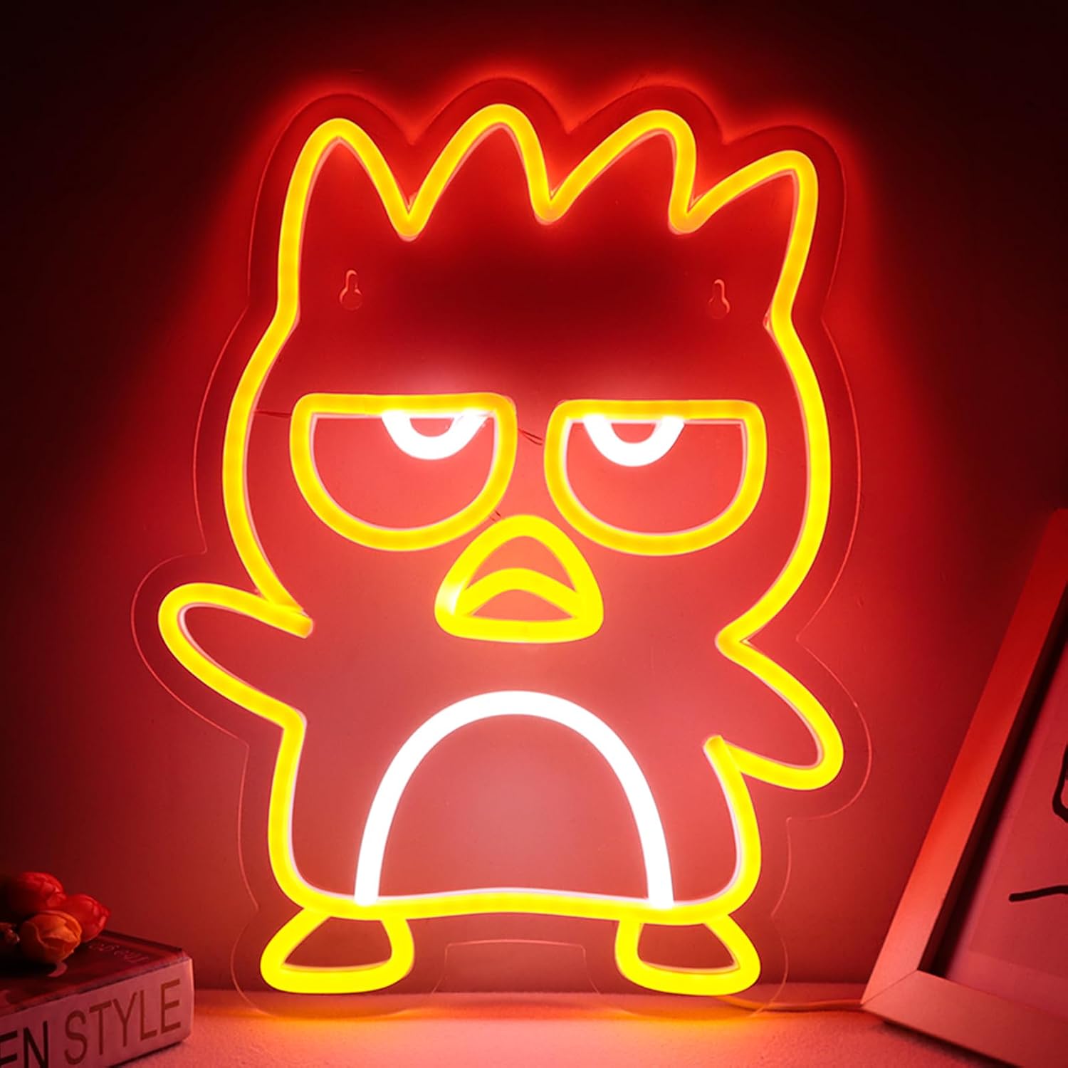 WonderfulLife Anime Cool Penguin XO Neon Sign for Office Game Zone Decor.Japanese Kawaii Cartoon Character With Bright Led Lights,Perfect for Children's Room Decor.Great Gifts for Friends.