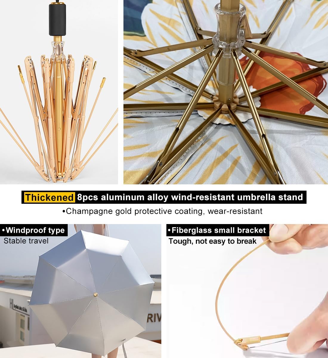 UPF50+ double-layer umbrella cloth uv umbrellas for sun protection, Dense Titanium silver refractive layer+black glue filter layer, fashionable oil painting printing, bold umbrella frame windproof