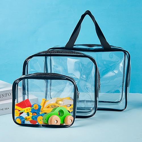Miniatura 5 de Paquete de 9 bolsas de almacenamiento de juguetes de PVC transparente, bolsas de aseo impermeables, con cremallera, bolsas organizadoras de juguetes