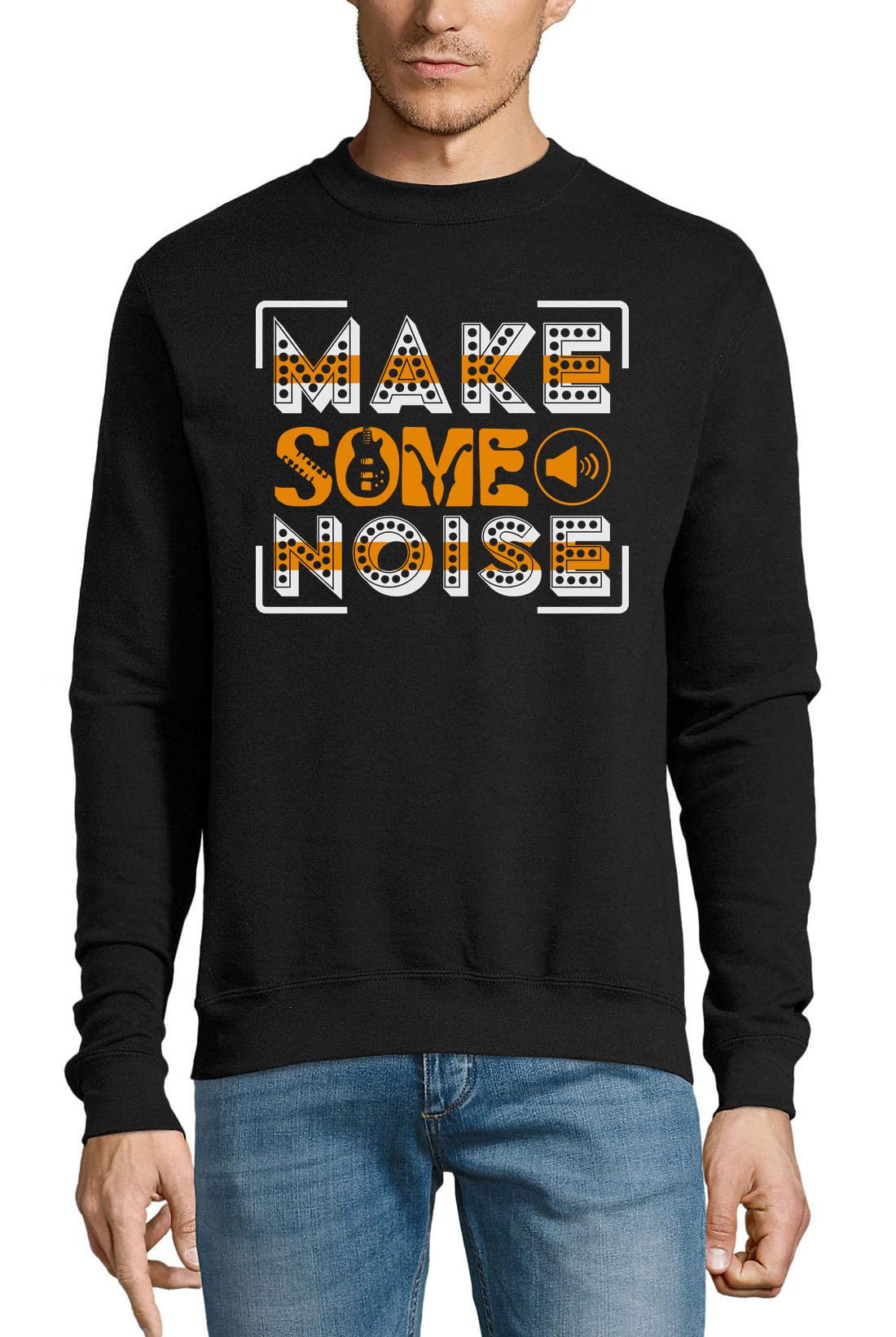 Make Some Noise Biała bawełniana bluza z logo sweter sweter czarny
