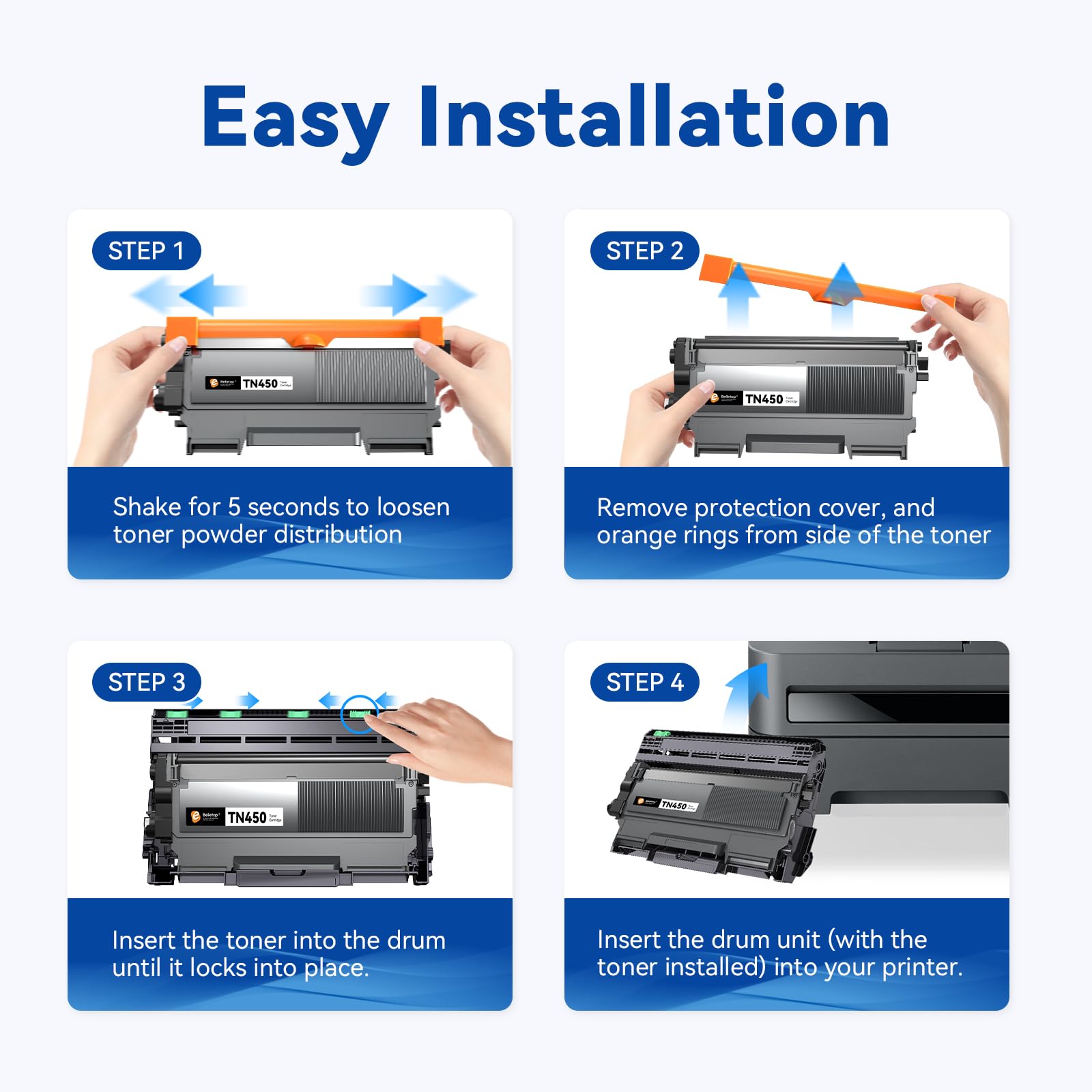 Toner Brother Hl 2130 Pack De 4 Cartuchos De Tóner TN450 De Alta Capacidad Para Impresoras Brother MFC-7860DW, HL-2240, 2270DW - Compatible Trituradora De Papel