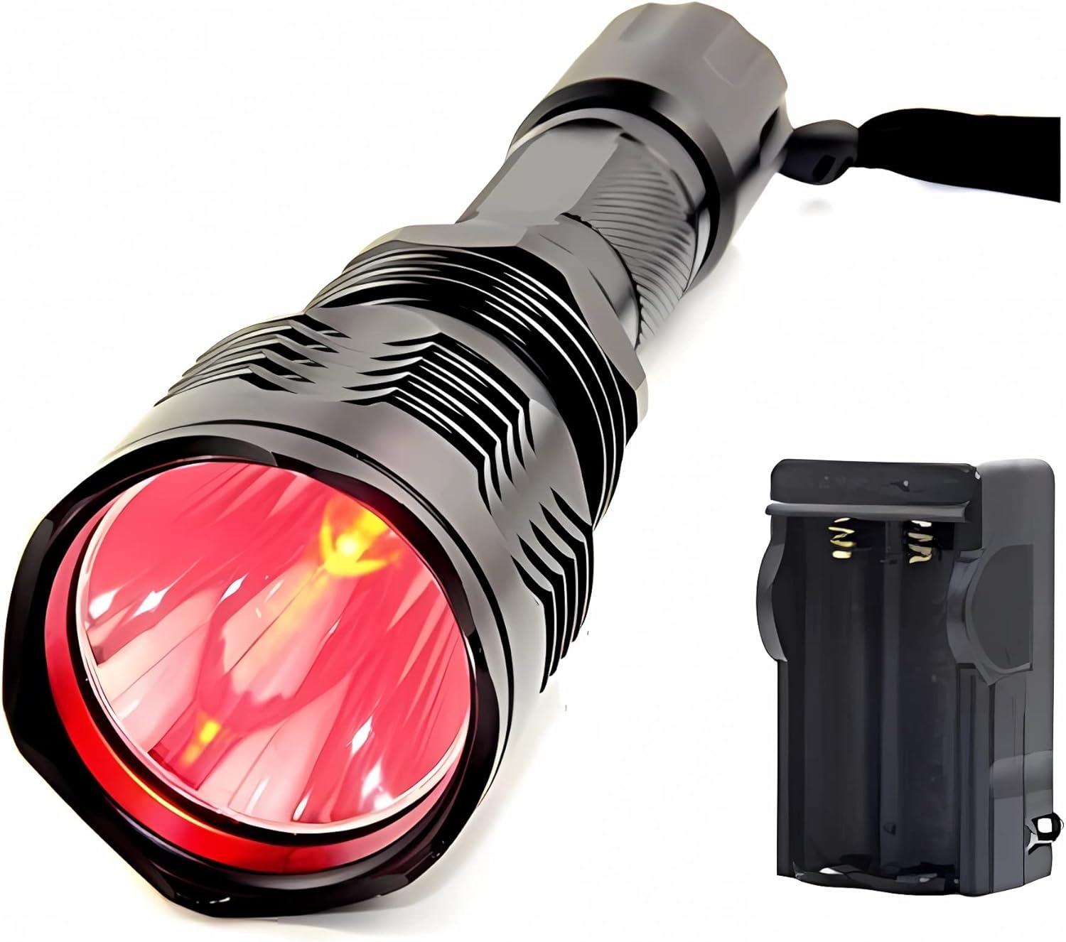 BESTSUN Brightest Waterproof Red Light Flashlight 1000 Lumens 350 Yard Long Range Red Hunting Light Coyote Hog Night Vision Red LED Flashlight Light Lamp Torch with Rechargeable Battery Charger