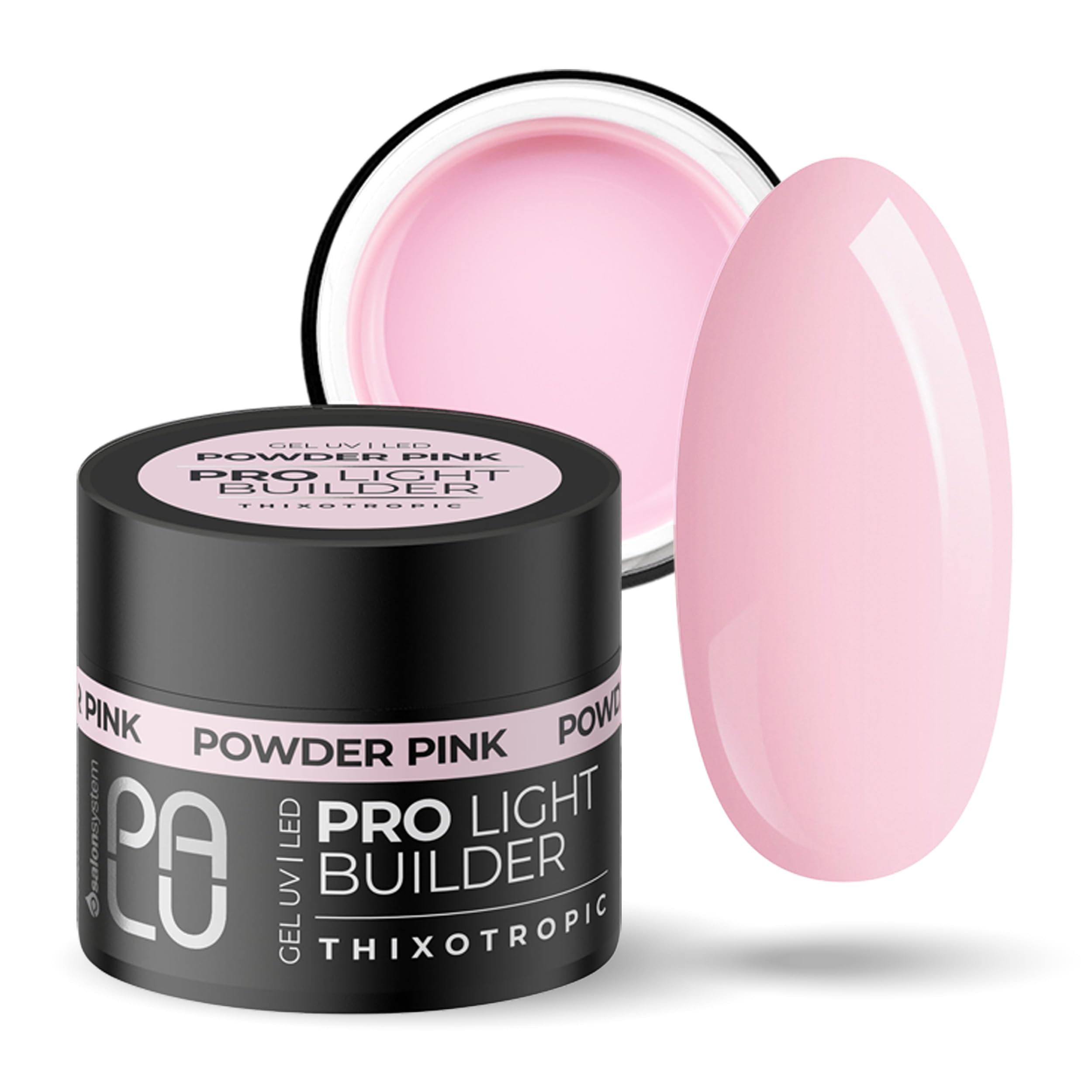 PALU - Gel costruttore per unghie - Gel UV/LED - Nail Art - Tissotropico, auto-livellante, multifunzionale - Brillantezza intensa, duro, senza limatura - Estensione e rinforzo - 45 gPowder Pink