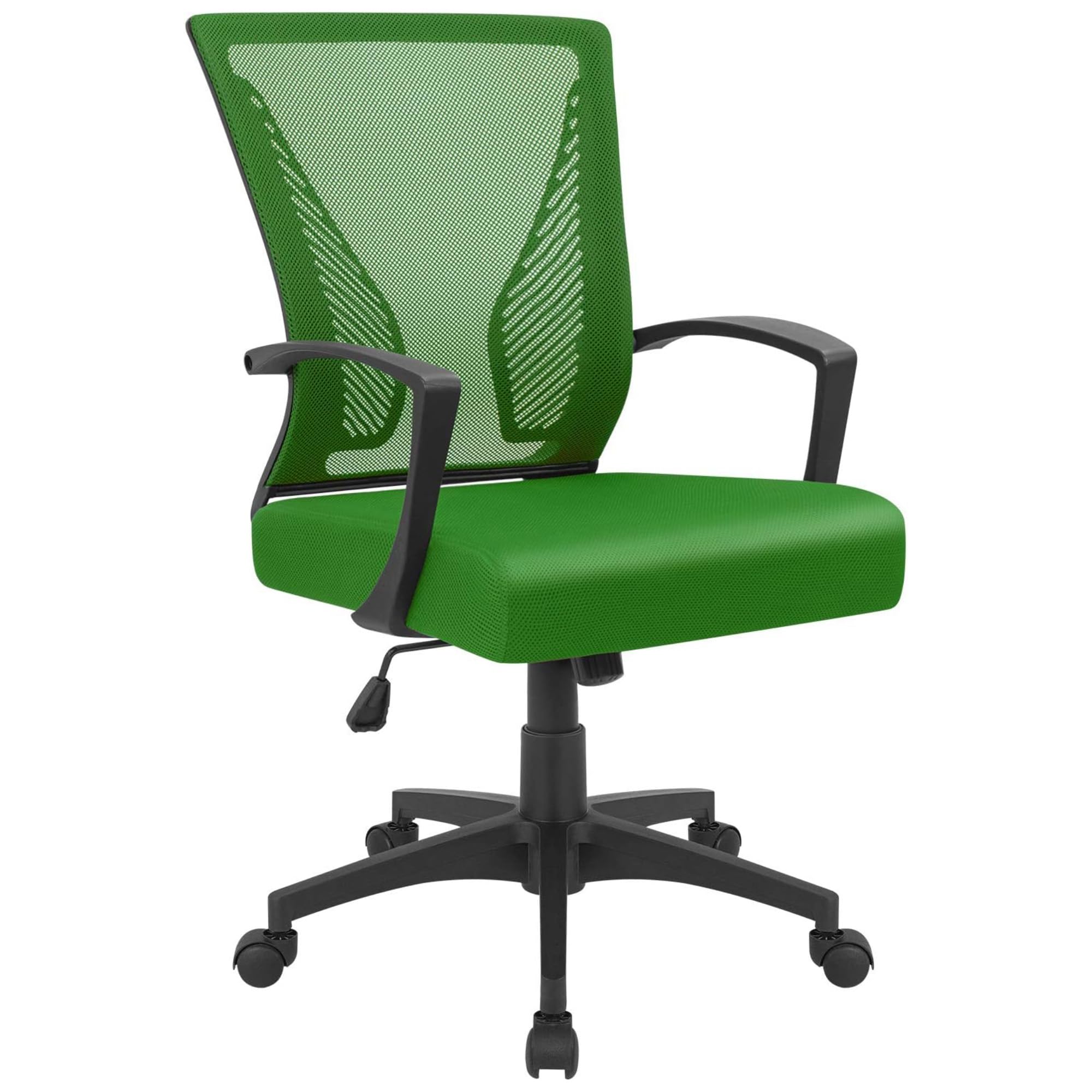 Office Chair Ergonomic Computer Desk Mesh Chair Mid Back Swivel Lumbar Support with Armrest (1, Green)