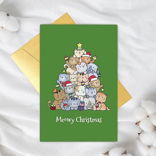 Miniatura 5 de Supoeguk Divertida tarjeta de Navidad para amigos, linda tarjeta de Navidad de gatos para él y ella, tarjeta de feliz día festivo para hombres y