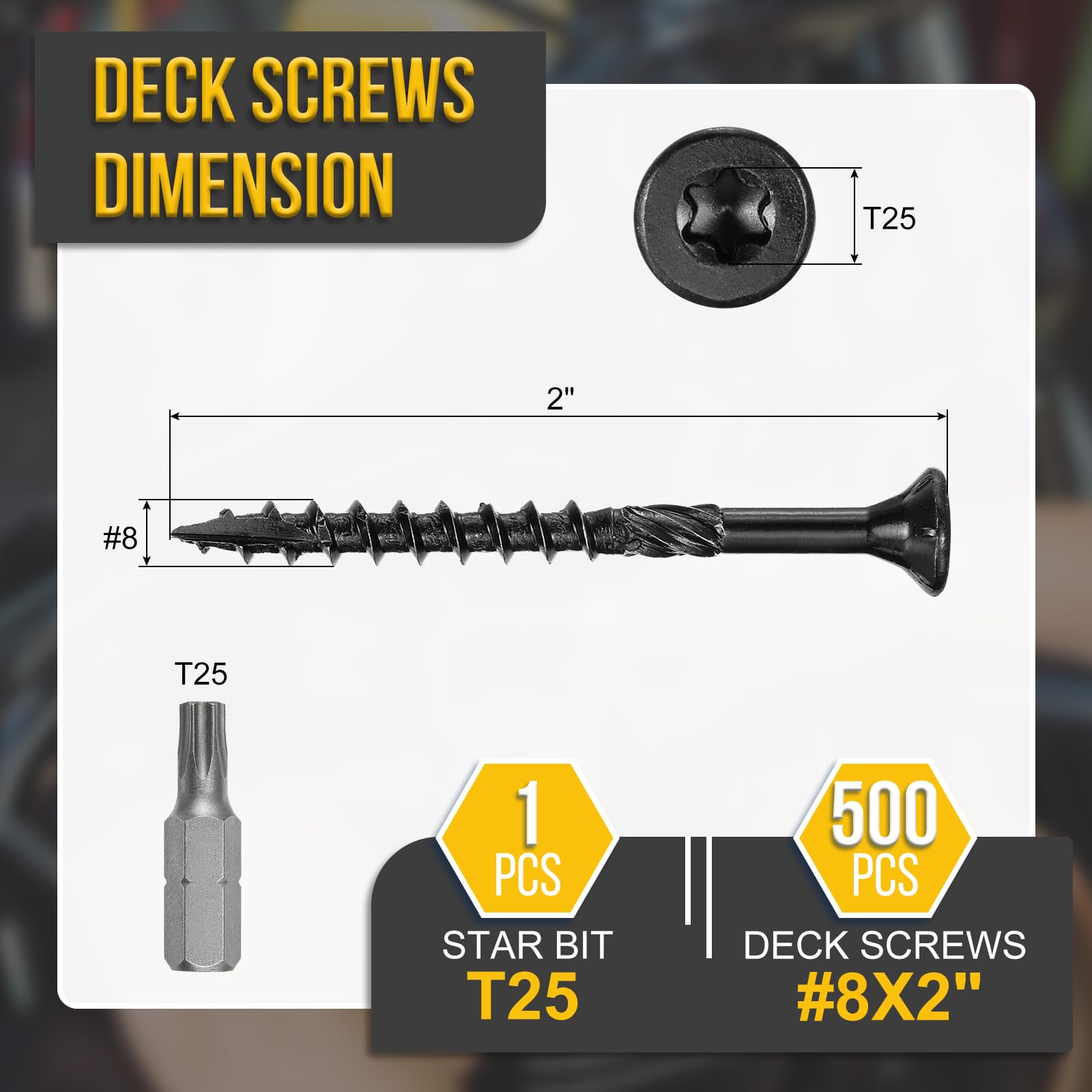 DTGN #8x2" Deck Screws, 500Pack, Good for Decks Fences, Frames, Farms, Outdoor Furniture - Image 2