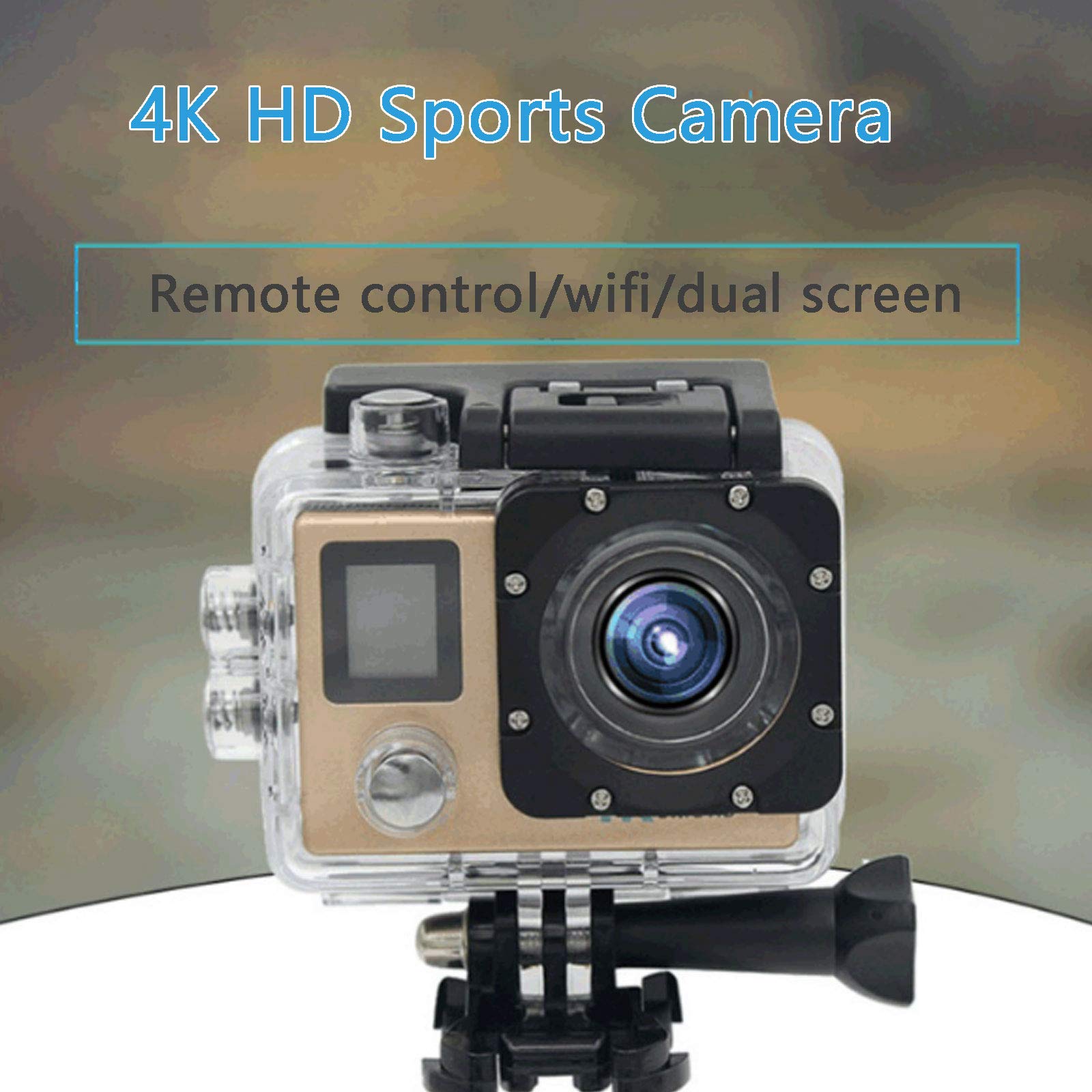 Macchina Fotografica Subacquea, Fotocamera Subacquea Digitale Full HD 4K, Doppio Schermo, Stabilizzatore D'immagine Giroscopico, Impermeabile Sommergibile Fino a 30 M,Nero