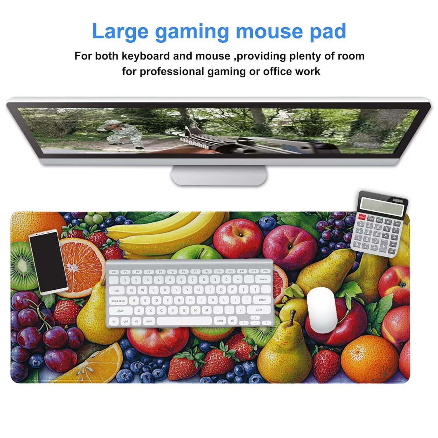 Podkładka pod mysz do gier, 1600 x 800 mm, XXL, duża gamingowa podkładka pod mysz, wodoodporna podkładka pod mysz, długa podkładka na biurko z przeszytymi krawędziami, mata na biurko z gumową podstawą