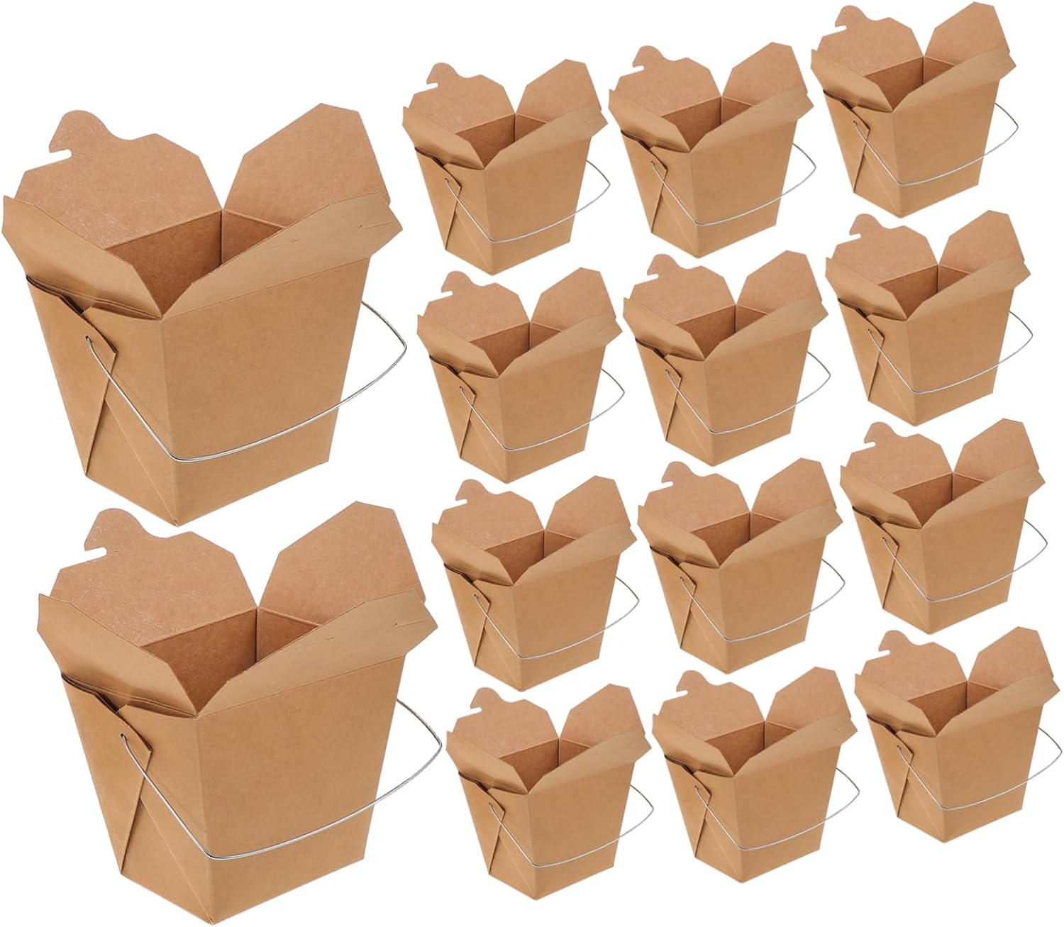 50pcs Paper Take Out Food Box with Wire Handle for Cold and Hot Foods Versatile Takeout Containers for Fried Chicken and Fries for Travel Camping and Office Lunches