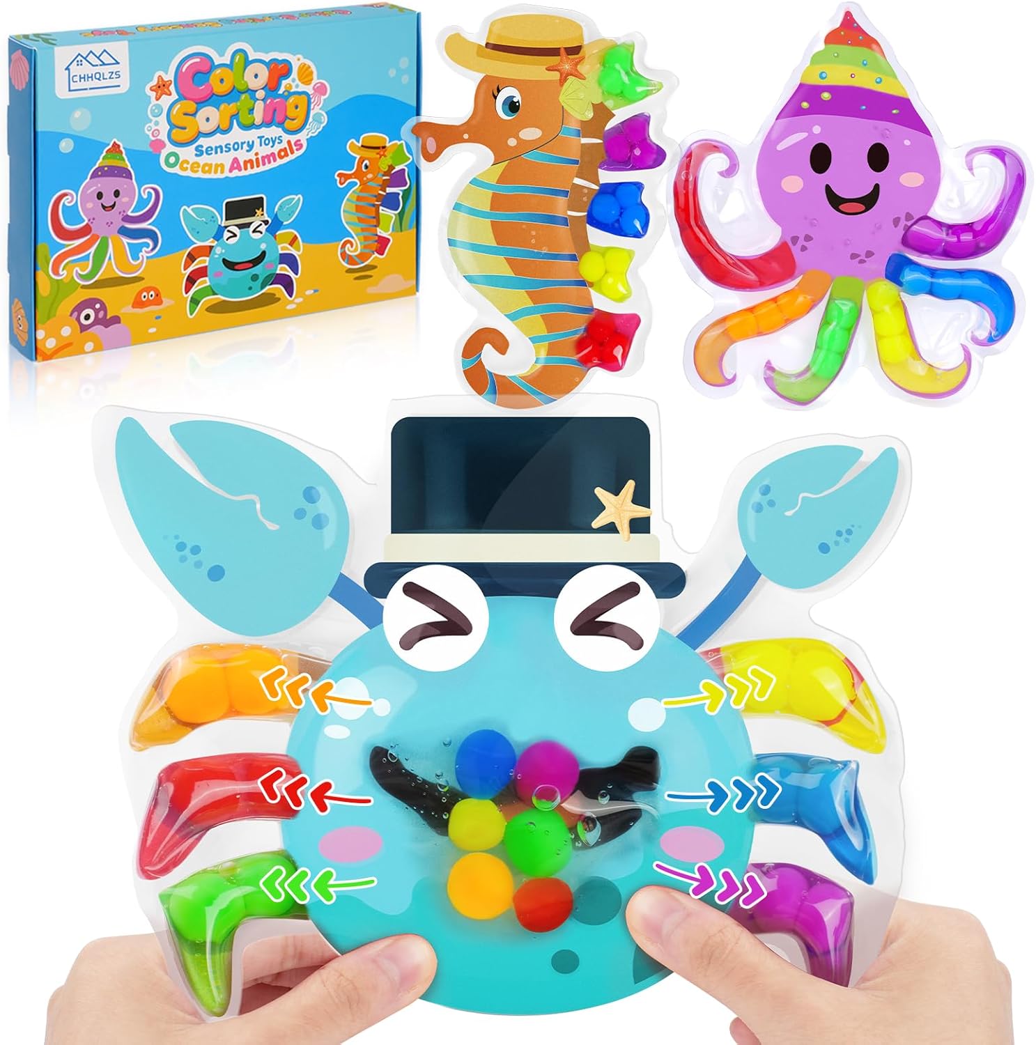 3PCS Color Sorting Toys for Toddlers, Montessori Sensory Toys Preschool Learning Activities Fine Motor Skills Fidget Quiet Educational Gift for Kids Age 3+
